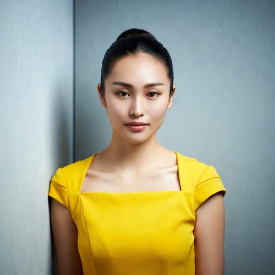 Asian woman in yellow dress
