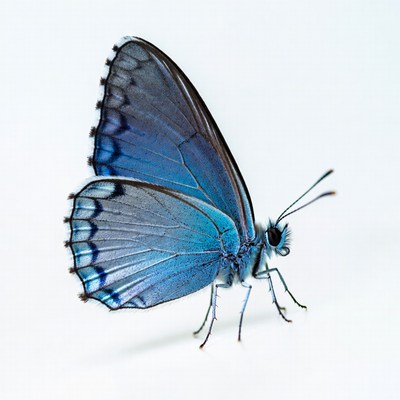 Blue butterfly on white background