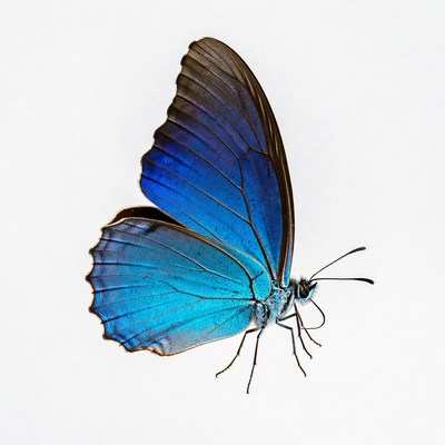 Blue butterfly on white background