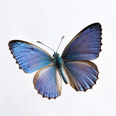 Blue butterfly on white background
