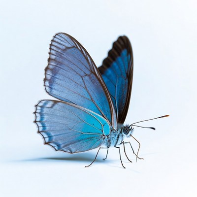 Blue butterfly on white background