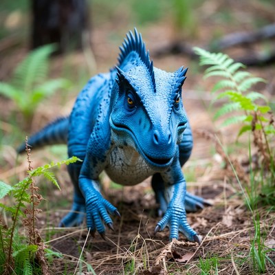 Blue Velociraptor in Forest