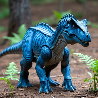 Blue Allosaurus Dinosaur in Forest