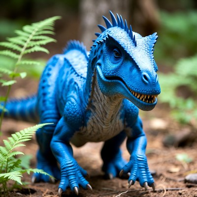 Blue dinosaur in forest
