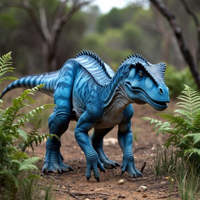 Blue Spinosaurus Dinosaur in Forest