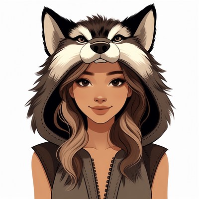 Asian girl in wolf hood