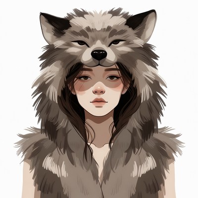 Asian girl in wolf hood