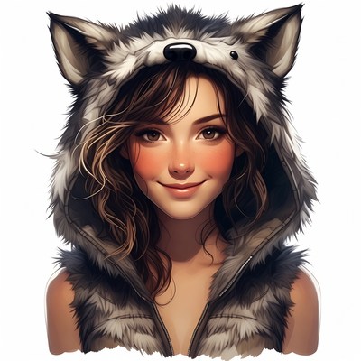 Woman in wolf hoodie