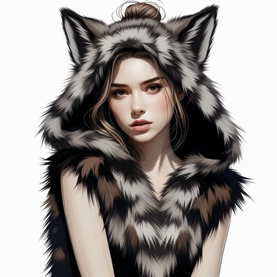 Girl in wolf fur hood