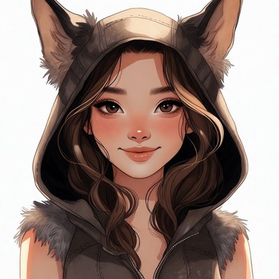 Asian girl in wolf hood