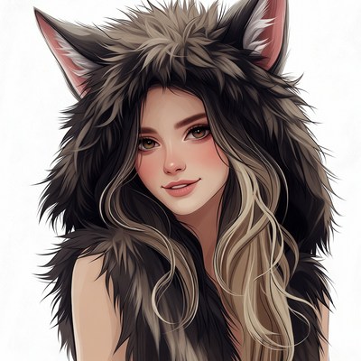 Woman in wolf ear hood