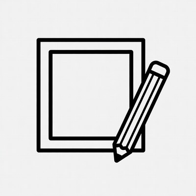 Pencil beside empty frame