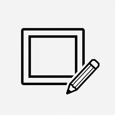 Pencil beside empty picture frame