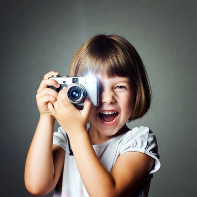 Girl taking photo with camera