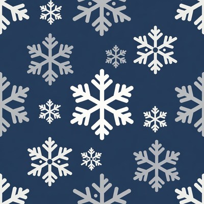 White Snowflakes on Navy Background