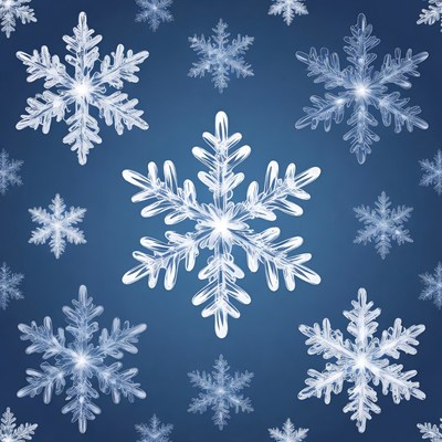 Snowflakes on Blue Background