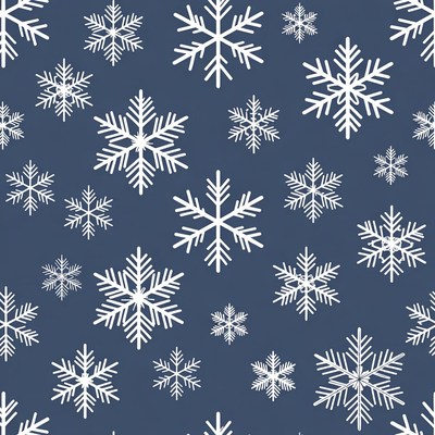 White snowflakes on navy background