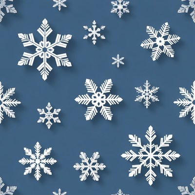 White Snowflakes on Blue Background