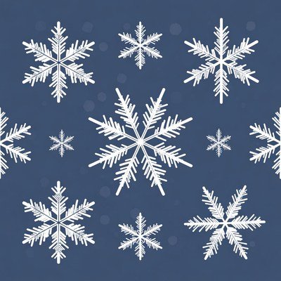 White snowflakes on navy background