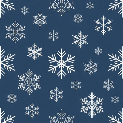 White snowflakes on navy background