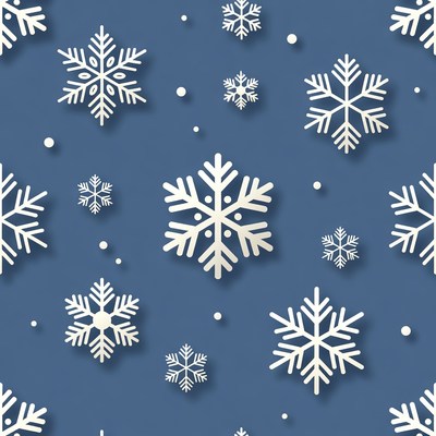 White Snowflakes on Blue Background