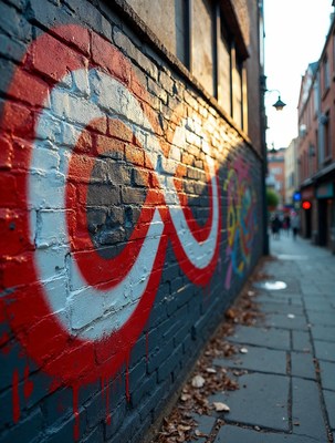 Infinity Symbol Graffiti on Brick Wall