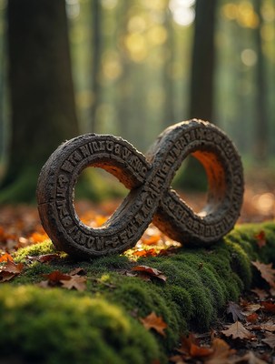 Infinity Symbol in Autumn Forest