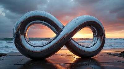 Shiny Infinity Sculpture at Sunset Beach
