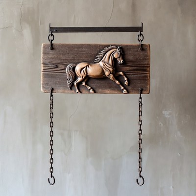 Wooden Horse Sign Hanging Chains