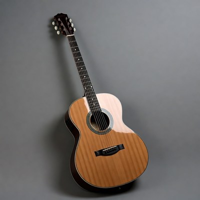 Acoustic Guitar on Gray Background