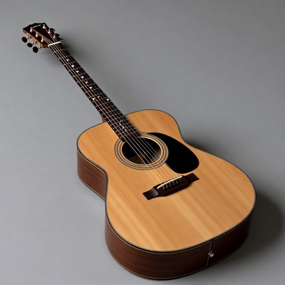 Acoustic Guitar on Gray Background