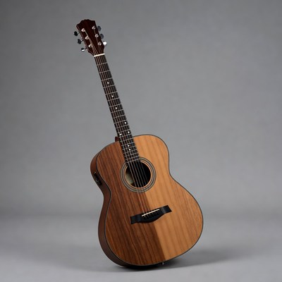 Acoustic Guitar on Gray Background