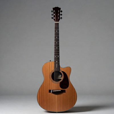 Acoustic Guitar on Gray Background