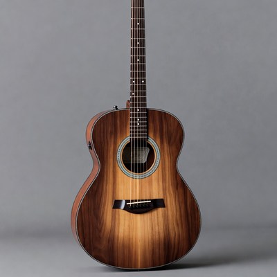 Acoustic-electric guitar on gray background