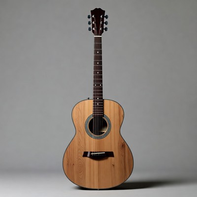 Acoustic Guitar on Gray Background