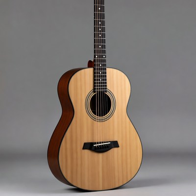 Acoustic Guitar on Gray Background