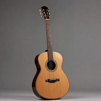 Acoustic Guitar on Gray Background