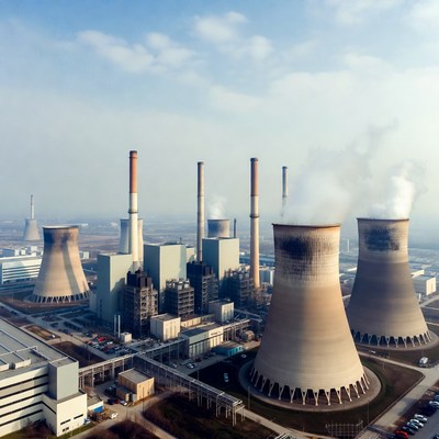 Aerial View of Industrial Power Plant
