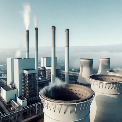 Industrial Power Plant with Cooling Towers