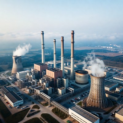 Aerial View of Industrial Power Plant