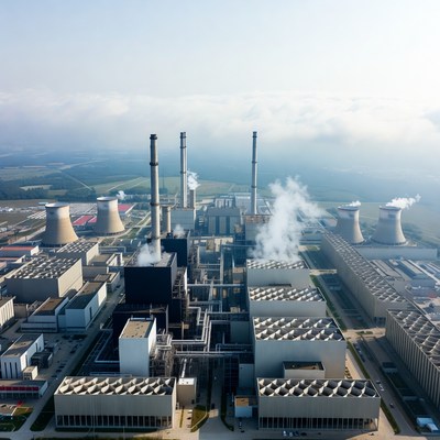 Aerial View of Industrial Power Plant