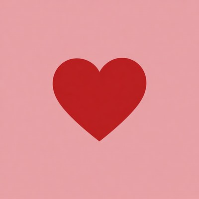 Red Heart on Pink Background