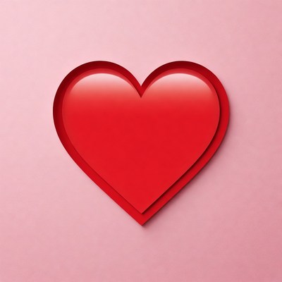 Red 3D Heart on Pink Background