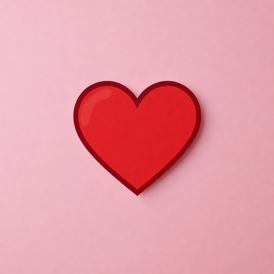 Red heart on pink background