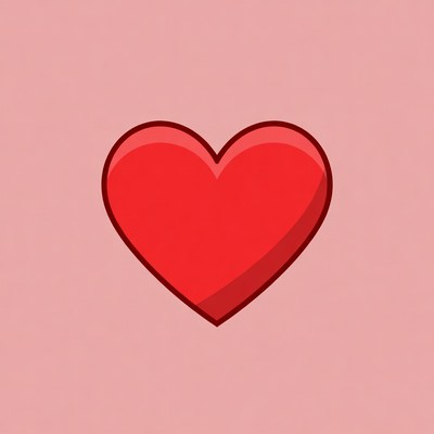 Red heart on pink background