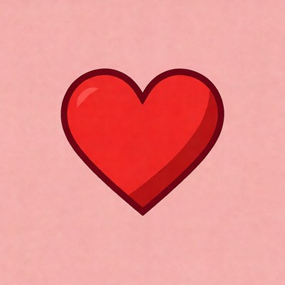 Red heart on pink background