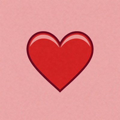 Red heart on pink background
