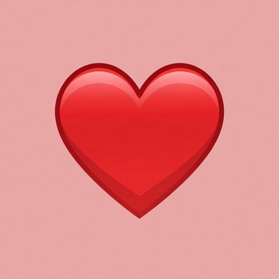 Red Heart on Pink Background