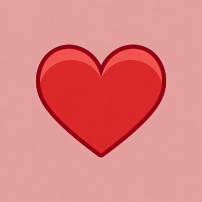 Red heart on pink background