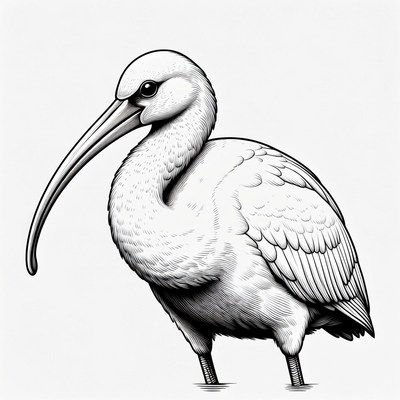 White Ibis Bird Illustration